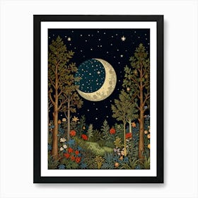 Moon In The Forest Style William Morris 1 Art Print 1 Art Print