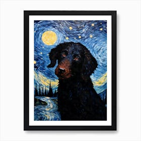 Curly-coated Retriever Starry Night Dog Portrait Art Print