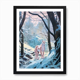 Winter Mountain Lion 3 Illustration Art Print