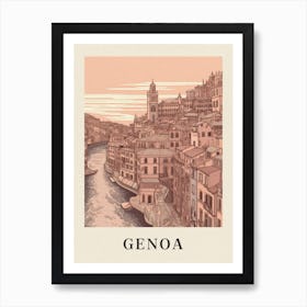 Genoa Vintage Pink Italy Poster Art Print