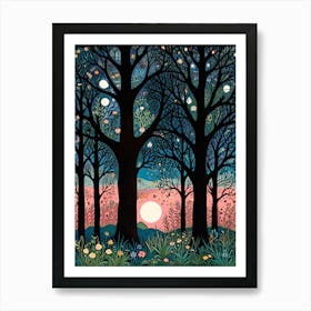 William Morris Rose Night In The Woods 3 Art Print