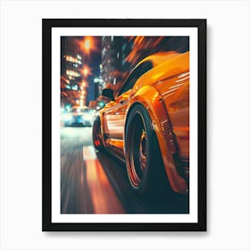 Ford Mustang At Night Art Print