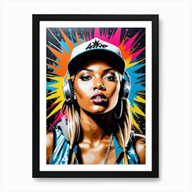 Graffiti Mural Of Beautiful Hip Hop Girl 5 Art Print