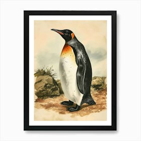 Adlie Penguin King George Island Vintage Botanical Painting 1 Art Print