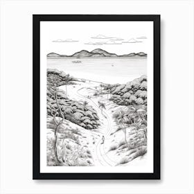 View Of Whitsunday Islands, Australia Line Art Black And White 3 Art Print