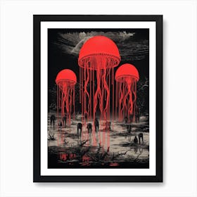 Upside Down Jellyfish Pop Art Style 5 Art Print