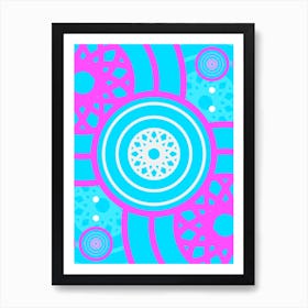 Geometric Glyph in White and Bubblegum Pink and Candy Blue n.0035 Art Print