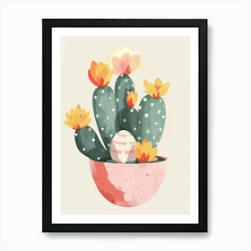 Easter Cactus Plant Minimalist Illustration 1 Art Print