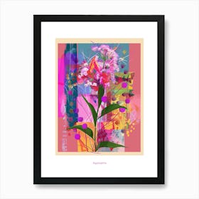 Gypsophila 1 Neon Flower Collage Poster Art Print