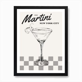 Black And White Retro Martini Art Print