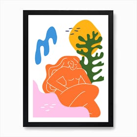 Woman by the Sea Summer Matisse Style Art Print