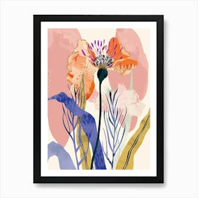 Colourful Flower Illustration Scabiosa 4 Art Print