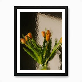 Orange tulips behind glass Art Print