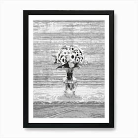 Flowers In A Vase Black And White Art Print