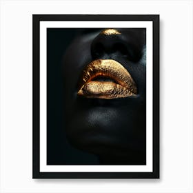Black Woman With Gold Lips 3 Art Print