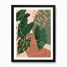 Abstract Shapes Philodendron Plant Art Print