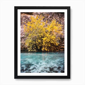 Turquoise Water Yellow Tree Art Print