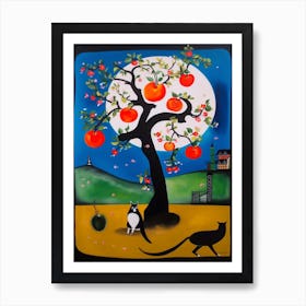Apple Blossom With A Cat 1 Surreal Joan Miro Style  Art Print