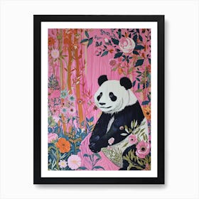 Floral Animal Painting Panda 3 Art Print