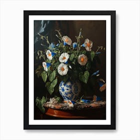 Baroque Floral Still Life Morning Glory 4 Art Print