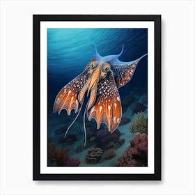 Blanket Octopus Detailed Illustration 13 Art Print