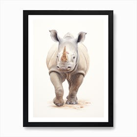 Simple Illustration Of A Rhino 2 Art Print