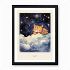 Baby Lynx 1 Sleeping In The Clouds Nursery Poster Art Print