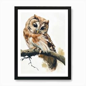Northern Saw Whet Owl Marker Drawing 2 Art Print
