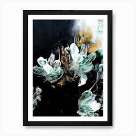 Green And Black Flower Painting Art Print