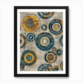 Circles In Blue And Gold 1 Art Print