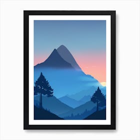 Misty Mountains Vertical Composition In Blue Tone 192 Art Print