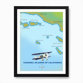 Channel Islands Of California Travel map Art Print
