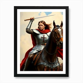 Jean D´Arc On Horse - Portrait Art Print