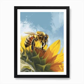 European Honey Bee Storybook Illustration 7 Art Print