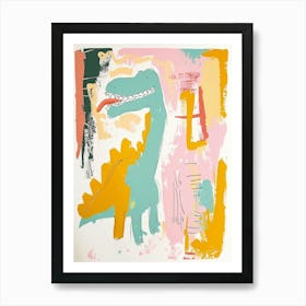 Pastel Dinosaur In The House Painting Art Print