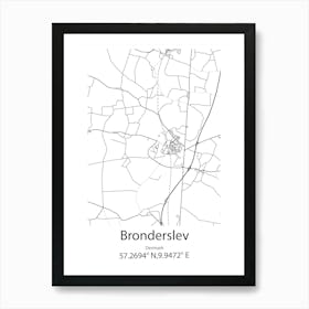 Bronderslev,Denmark Minimalist Map Art Print