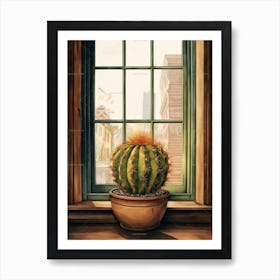 Barrel Cactus Window 4 Art Print