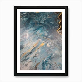 Blue And Gold Abstract Painting Poster