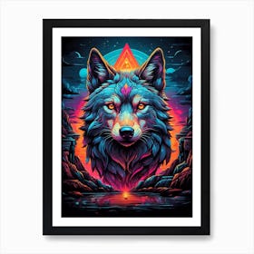 Psychedelic Wolf 10 Art Print