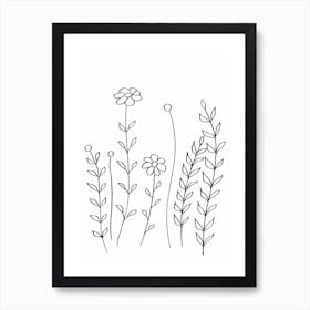 Minimal Flowers And Leaves 2 Art Print