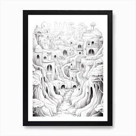 The Cave Of Wonders (Aladdin) Fantasy Inspired Line Art 3 Art Print