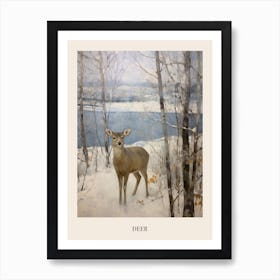 Vintage Winter Animal Painting Poster Deer 6 Art Print