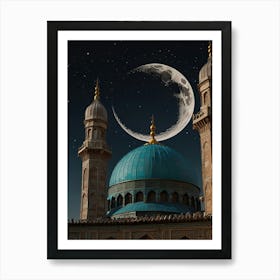 Moon And Mosque Art Print