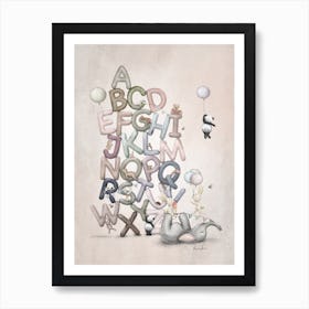 Alphabet With Animal Friends Art Print
