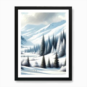 White Winter Hill AI Art Print