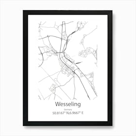 Wesseling,Germany Minimalist Map Art Print