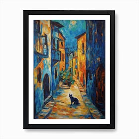 Painting Of Havana With A Cat In The Style Of Expressionism 1 Art Print