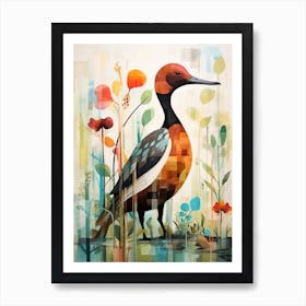 Bird Painting Collage Canvasback 1 Art Print