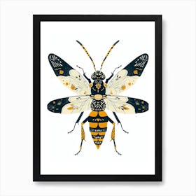 Colourful Insect Illustration Yellowjacket 11 Art Print