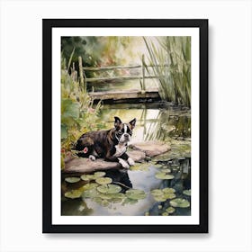 Painting Of A Dog In Brooklyn Botanic Garden, Usa In The Style Of Watercolour 02 Art Print